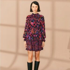 FARM Rio Iridescent Leopards Ruffled Mini Dress - NWOT